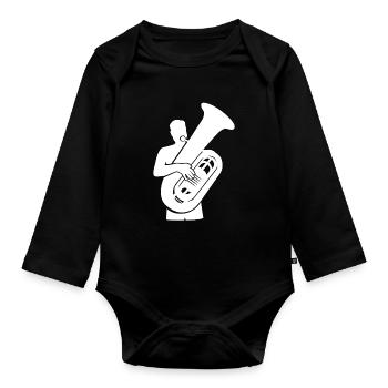 Tuba Virtuoso – Low Sound Master - Organic Longsleeve Baby Bodysuit - black - Front