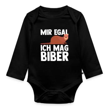 Biber Tier Biber Fans Geschenk - Baby Bio-Langarm-Body - Schwarz - Vorne
