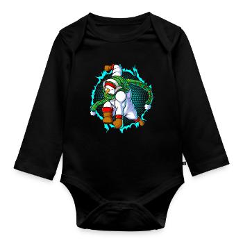 The snowman is ready for the attack - Organic Longsleeve Baby Bodysuit - black - Front