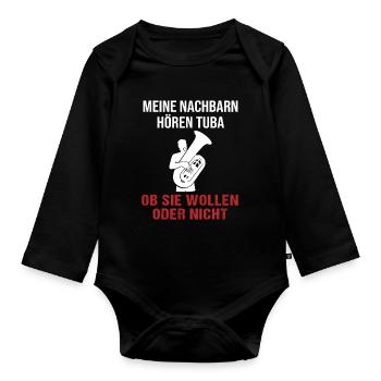 Tuba Sound Neighbors Hear's Gift - Organic Longsleeve Baby Bodysuit - black - Front