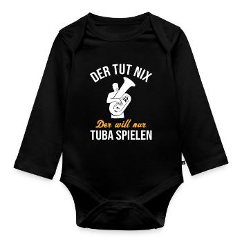 Harmloser Tuba Spieler Musikfan Geschenk - Baby Bio-Langarm-Body - Schwarz - Vorne