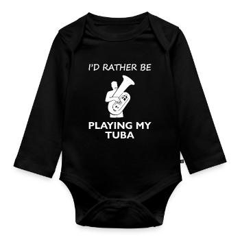 Préfère jouer du tuba Envie de musique - Body Bébé bio manches longues - noir - Devant