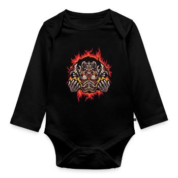 Abysse avec fond de feu en demi-teinte - Body Bébé bio manches longues - noir - Devant