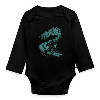 Motorcycle Motocross Motorsport Nature Mountains - Organic Longsleeve Baby Bodysuit - black - Front