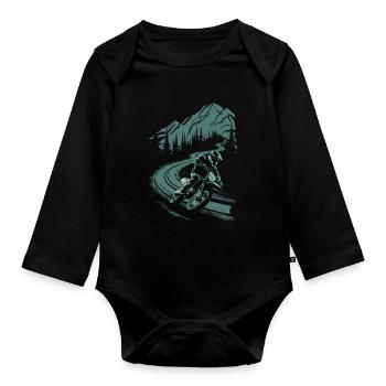 Motorcycle Motocross Motorsport Nature Mountains - Organic Longsleeve Baby Bodysuit - black - Front