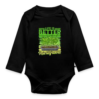 La vie des micro-pousses est meilleure avec les micro-pousses - Body Bébé bio manches longues - noir - Devant