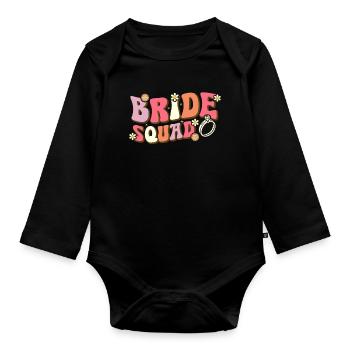 Bride Squad Groovy Brautparty Bachelorette Party - Baby Bio-Langarm-Body - Schwarz - Vorne