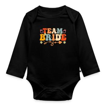 Team Bride Groovy Brautparty Junggesellinnenabschi - Baby Bio-Langarm-Body - Schwarz - Vorne