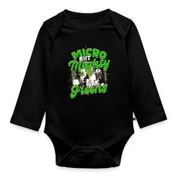 Micro-pousses Micro-vertes Micro mais puissantes vertes - Body Bébé bio manches longues - noir - Devant