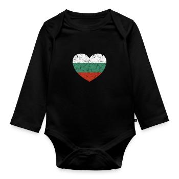 Bulgaria Heart - Organic Longsleeve Baby Bodysuit - black - Front