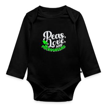 Microgreens, Peas, Love et Microgreens - Body Bébé bio manches longues - noir - Devant