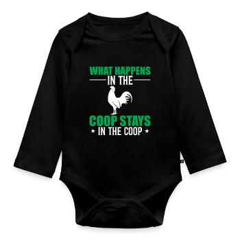 What Happens In The Coop Stays In The Coop - Organic Longsleeve Baby Bodysuit - black - Front
