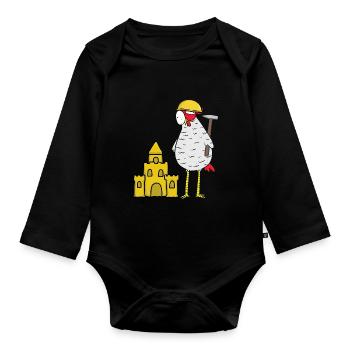 Craftsman Chicken Sandcastle Construction Site Building Builder - Organic Longsleeve Baby Bodysuit - black - Front