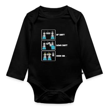 Up Shift Down Shift Lustige Auto Gangwechsel - Baby Bio-Langarm-Body - Schwarz - Vorne