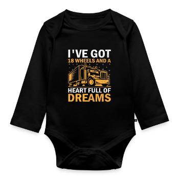 Trucker Driving Dad Trucker Father Truck Driver - Organic Longsleeve Baby Bodysuit - black - Front