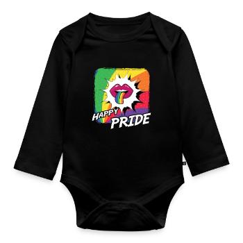Rainbow Connection Embrace, Happy Pride - Baby Bio-Langarm-Body - Schwarz - Vorne