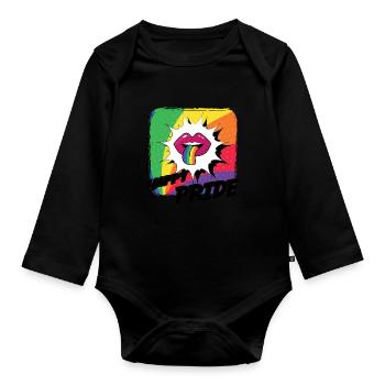 Rainbow Connection Embrace, Happy Pride - Baby Bio-Langarm-Body - Schwarz - Vorne