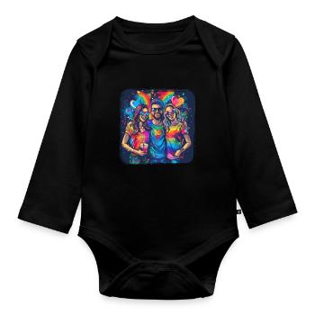 Rainbow Connection Embrace, Happy Pride - Baby Bio-Langarm-Body - Schwarz - Vorne