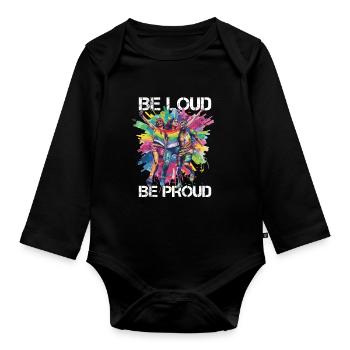 Rainbow Connection Embrace, Happy Pride - Baby Bio-Langarm-Body - Schwarz - Vorne