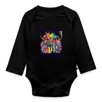 Rainbow Connection Embrace, Happy Pride - Baby Bio-Langarm-Body - Schwarz - Vorne