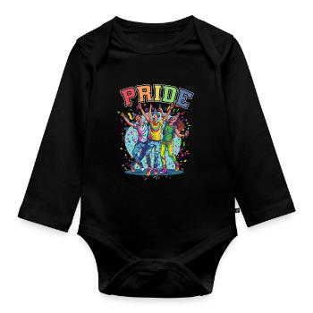 Rainbow Connection Embrace, Happy Pride - Baby Bio-Langarm-Body - Schwarz - Vorne