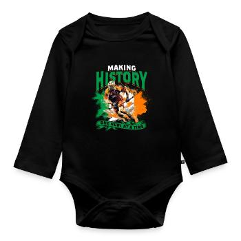 Hurling Making History One Hurl at a Time - Organic Longsleeve Baby Bodysuit - black - Front