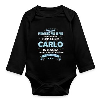 Alles wird gut denn Carlo Ist da Outfit - Baby Bio-Langarm-Body - Schwarz - Vorne