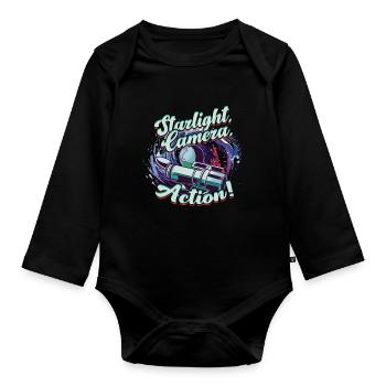 Astrophotography Starlight camera action - Organic Longsleeve Baby Bodysuit - black - Front