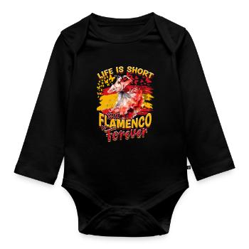 La vie est courte mais le flamenco est éternel - Body Bébé bio manches longues - noir - Devant