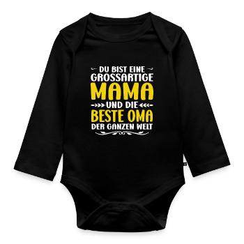 Mama & Oma Familie Mutter Geschenk - Baby Bio-Langarm-Body - Schwarz - Vorne