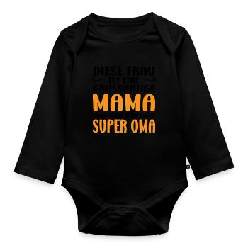 Mama & Oma Familie Oma Geschenk - Baby Bio-Langarm-Body - Schwarz - Vorne