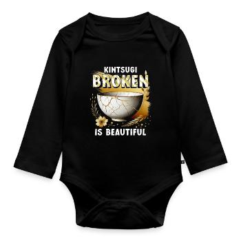 Kintsugi Kintsukuroi Broken Is Beautiful - Organic Longsleeve Baby Bodysuit - black - Front
