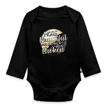Kintsugi More Beautiful For Having Been Broken - Organic Longsleeve Baby Bodysuit - black - Front