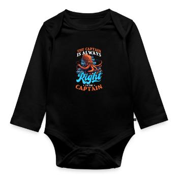 Boating Captain Is Always Right I'm Captain - Organic Longsleeve Baby Bodysuit - black - Front