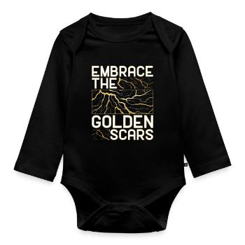 Kintsugi Kintsukuroi Embrace The Golden Scars - Baby Bio-Langarm-Body - Schwarz - Vorne