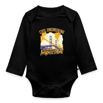 Bauingenieurwesen nothing impossible - Baby Bio-Langarm-Body - Schwarz - Vorne