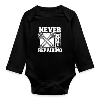 Car Mechanic - Organic Longsleeve Baby Bodysuit - black - Front