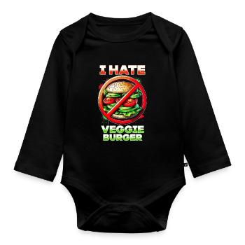 Ich Hasse Vegane Burger - Baby Bio-Langarm-Body - Schwarz - Vorne