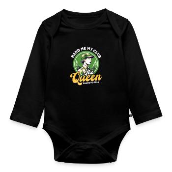Golfing Mom Main Ma Reine De Club Veut Le Golf - Body Bébé bio manches longues - noir - Devant