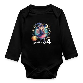 I'm already 4 - Organic Longsleeve Baby Bodysuit - black - Front