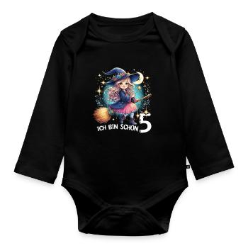 I'm already 5 - Organic Longsleeve Baby Bodysuit - black - Front