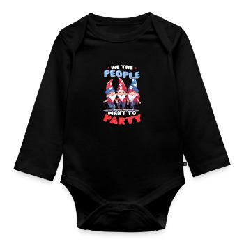 4 juillet American Gnome We People Want To Party - Body Bébé bio manches longues - noir - Devant