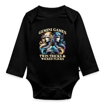 Horoscope Gémeaux Jeux Gémeaux - Body Bébé bio manches longues - noir - Devant