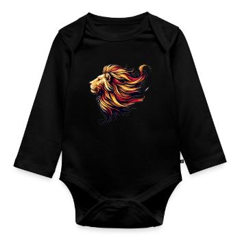 Leo with a dramatic mane - Organic Longsleeve Baby Bodysuit - black - Front