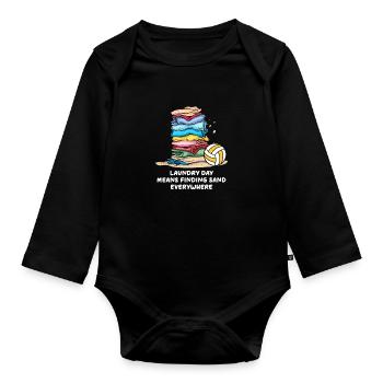 Volleyball Mom Laundry Day Finding Sand Everywhere - Organic Longsleeve Baby Bodysuit - black - Front