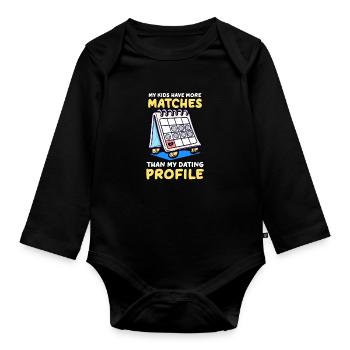 Volleyball Mom Kids More Matches Than Dating Profi - Organic Longsleeve Baby Bodysuit - black - Front