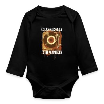 Classically Trained Vintage Schallplattenspieler - Baby Bio-Langarm-Body - Schwarz - Vorne