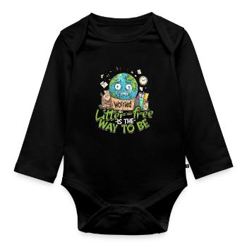 Umweltschutz Umweltschützer Recyceln - Baby Bio-Langarm-Body - Schwarz - Vorne