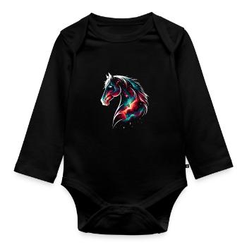 Space Horse Animal Horse - Organic Longsleeve Baby Bodysuit - black - Front