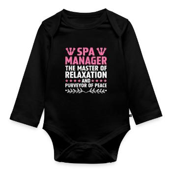 SPA Manager Job Wellness Funny SPA Management Sayi - Organic Longsleeve Baby Bodysuit - black - Front